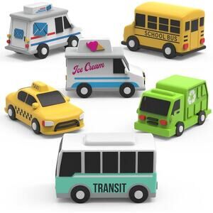 Tub Works® Vehicles™ Bath Cars Mold Free Bath Toys, 6 Pack | Sealed, No Hole